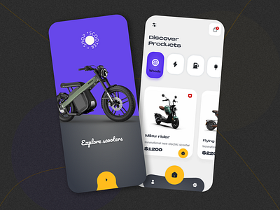 E-scooter store app app electro modern scooter shop store ui uiux ux