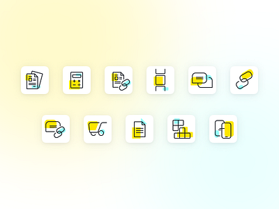 Icons Set for Payments Platform blue icons icons set lined set yellow
