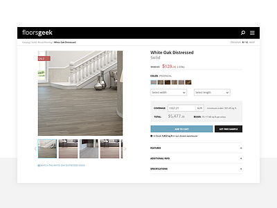 Product Page for flooring e-shop