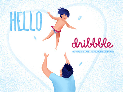 Hello Dribbble! design girl happy hello hello dribbble illustrator little girl дизайн иллюстрация