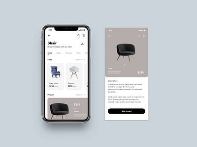 Shair app chair chair store design marketplace store app ui