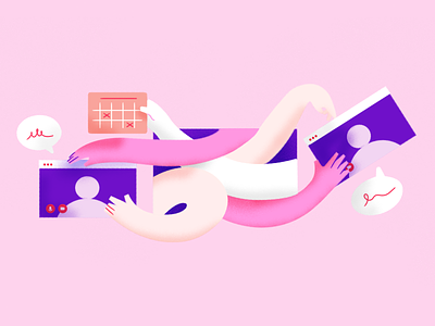 Talking with Users — From In-Person to Remote Interviews affinity affinitydesigner blog brushes concept dribbble illustration interviews major pink product design purple red research studio talking users uxresearch uxui white
