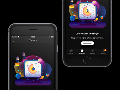 Philips Hue - Setting a timer branding bulb hue illustration illustrator light lighting philips hue timer timing vector