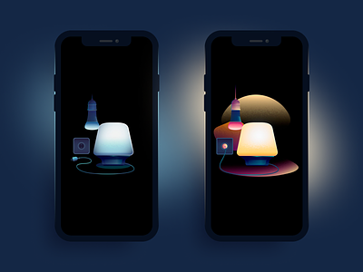 Philip Hue Lights on and off app branding bulb gradient grain illustration illustrator illustrators light lighting philips philips hue socket ui vector