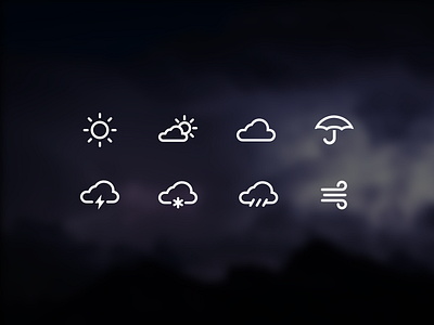 Weather icon set cloud icon icons outline rain snow sun thunder umbrella weather wind