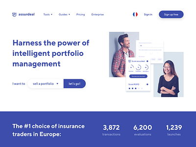 Assurdeal — Home screen ai app artificial intelligence blue branding home homepage insurance insurance company logo platform product trading tt norms typography ui ui design ux ux design website