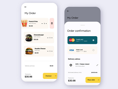 Order page app design application checkout food app illustration order ux