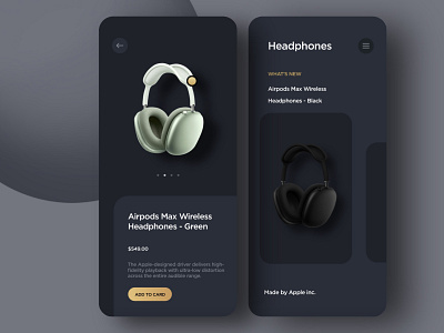 Headphones store app app design best design dark ui electronic gadget headphones mobile design shopping store app ui ux