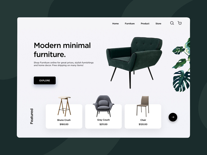 Furniture website ui by Bogdan Falin for QClay on Dribbble