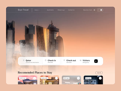 Travel Landing Page animate animation app design booking discovery interaction journey landing motion qatar qclay scroll tour tourists travel trend trip web page web ui