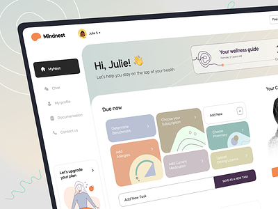 Mindnest Dashboard admin app design application dash dashboard insurance panel psychologist psychology psychotherapy recovery rehab statistic therapy to do treatment trendy web design web trend
