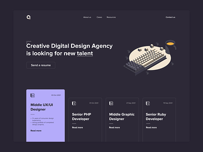 Creative Agency Landing Page agency best design dark ui landing landing page page qclay trend web web page web site website