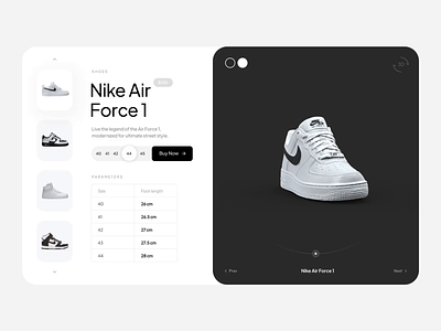 Nike Air Force Web design 3d animation bit catalog design item land nike order page qclay shoe shop shopping store ui uiux web designer website