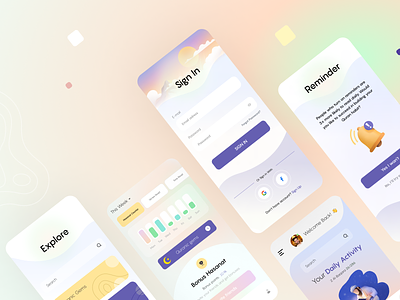 Habit-Building App Figma Source Files activity app app design application cool design habit health illustration meditation monitoring mood productivity qclay task management tracker trending app