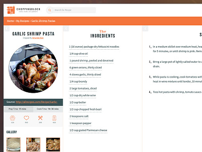 ChoppingBlock – Recipe Application case study collapse cooking recipe sliders typography ui ux web application webapp website white space