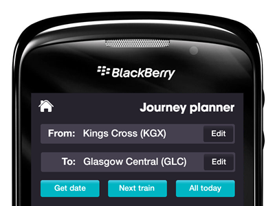 Journey Planner app design blackberry