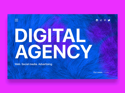 Web + 3D: Digital agency website main screen 3d agency animated cinema4d hairs motion pink violet