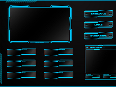 Metal blue Twitch Stream Overlay Design Premium Quality