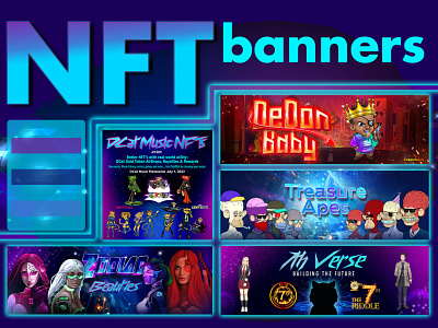NFT Banner Design Vol: 1 banner bit coin crypto discord doggy logo nft nft banner nft server nft website opensea t shirt tshirt ui ux