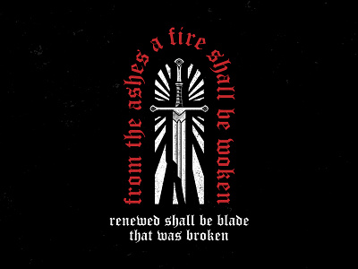Narsil - Red and White Flame art ashes black blackletter blade fire graphic design lord of the rings narsil red sword white