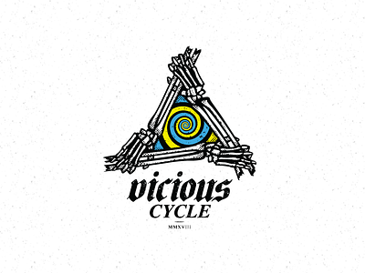 Vicious Cycle art black black letter design for sale graphic design skeleton spiral vicious cycle white