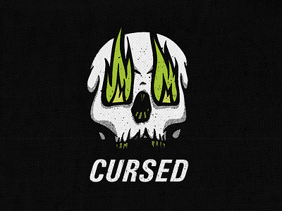Cursed art black cursed design for sale fire graphic design green skeleton skull white
