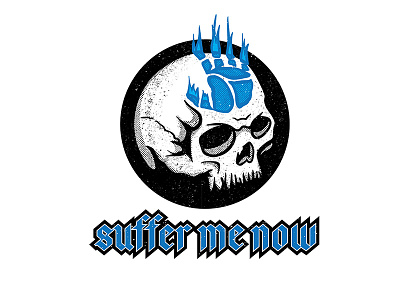 Suffer Me Now art black design flame graphic design hand print illustration logo skull typography vector