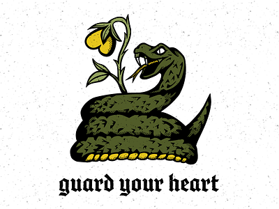 Guard Your Heart apparel blackletter distressed heart rose snake t shirt texture
