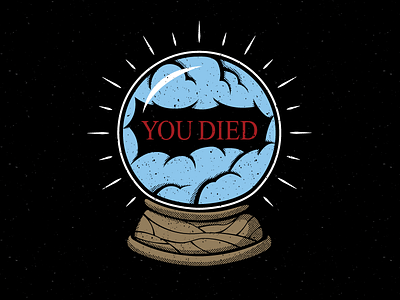 You Died cloudy crystal ball dark souls distressed future merch t shirt video games you died
