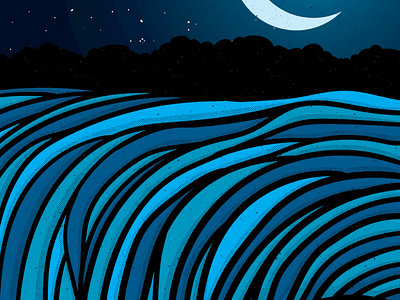 Waterfall art graphic design illustration moon moonlight night stars vector water waterfall waterfalls