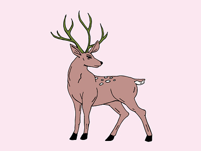 deer meets a pink background animal deer illustration vector art