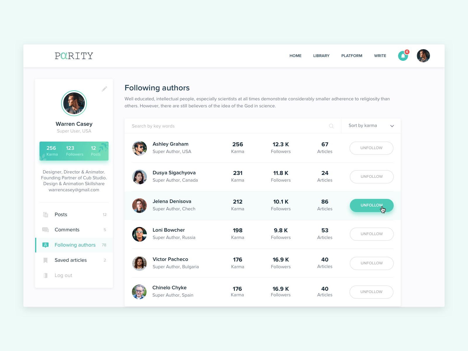 Parity - User Profile