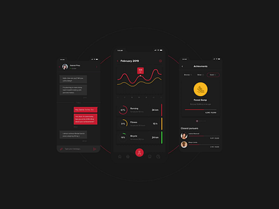 Fitness App Animation achievement animation chat fitness graphic gym health interaction mobile mobile app motion ui ux