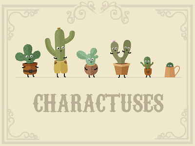 Charactuses 2d cactus character design illustration