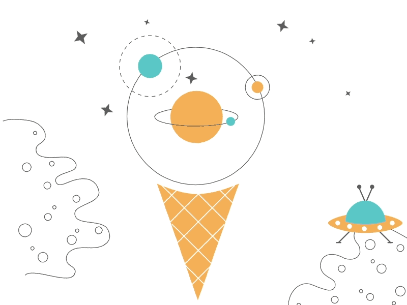Space cone gif icecream loop planets space spaceship stars