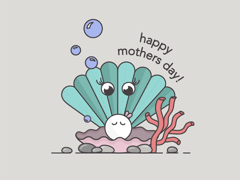 Mothers Day 2d animation bubbles gif mothers day mothersday pearl sea shell underwater vector