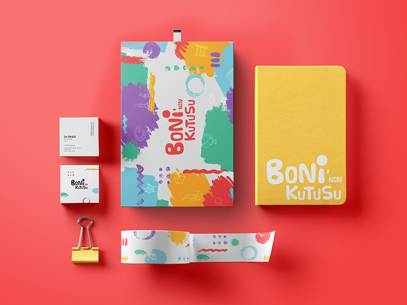 Branding / Boni'nin Kutusu bussiness card stationery colorful packaging kids box logo box design brushes branding