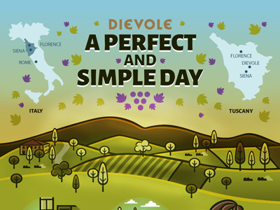 A Perfect and Simple Day - Infographic countryside holidays illustration infographic italy leisure tourism travel tuscany vector wine