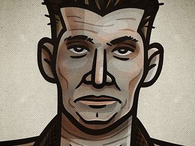 Skinny Pete character gangster illustration mugshot portrait vector vintage