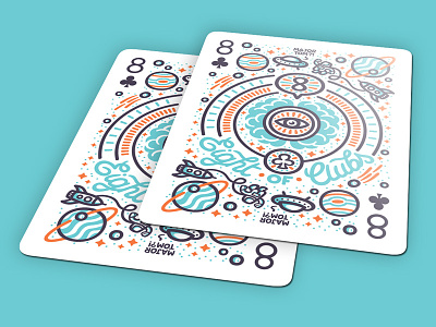 ♣ 8 of Clubs - Playing Arts ♣ astronaut bowie clubs eight illustration infinity major tom mind playing cards space universe vector
