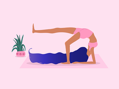Yoga girl character colorful illustration pink plant purple sunday yoga