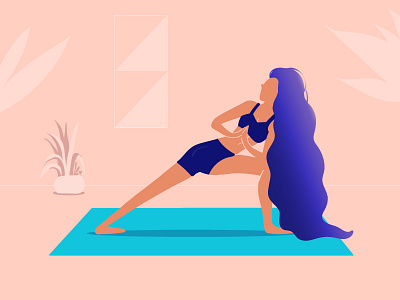 Practice, practice character colors girl home illustration plant sunday yoga