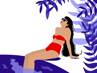 Bikini Girl bikini character colors girl illustration pool summer tropical vector