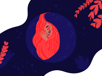 Moon Baby | 🌕🌌 adobe art character digital drawing freehand girl illustration imagination moon night photoshop sleeping wacom