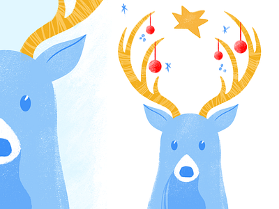 Oh my... Christmas Deer! 🎄 character christmas card deer design flat greetingcard holidays illustration textures winter