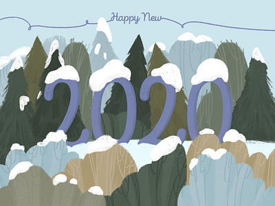 Happy New Year 2020 🍾 2020 art card design digital drawing forest freehand holiday card holiday design holiday season illustration newyear sketch trees winter