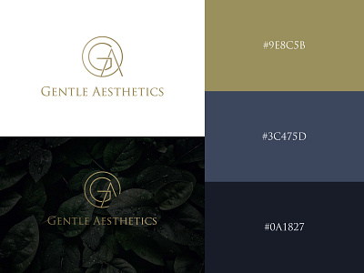 Gentle Aesthetics | Logo Design blue brand branding creative dark design gold golden graphic leaves logo luxury mark minimal modern monogram premium simple website white
