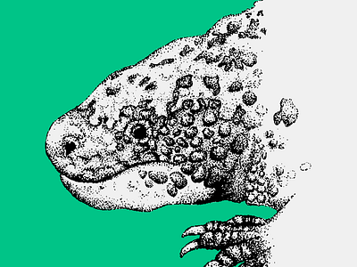 On The Brink: Gila Monster animals green illustration illustrator lizard monster photorealism