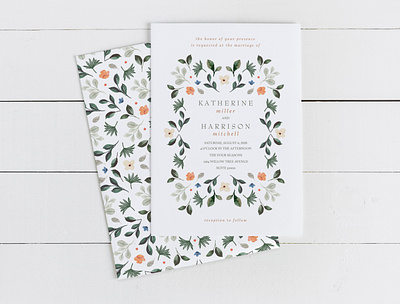 Floral Symmetry Wedding Invitation graphic design wedding