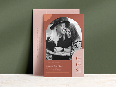 Save the Date / Terracotta Arched Photo graphic design wedding
